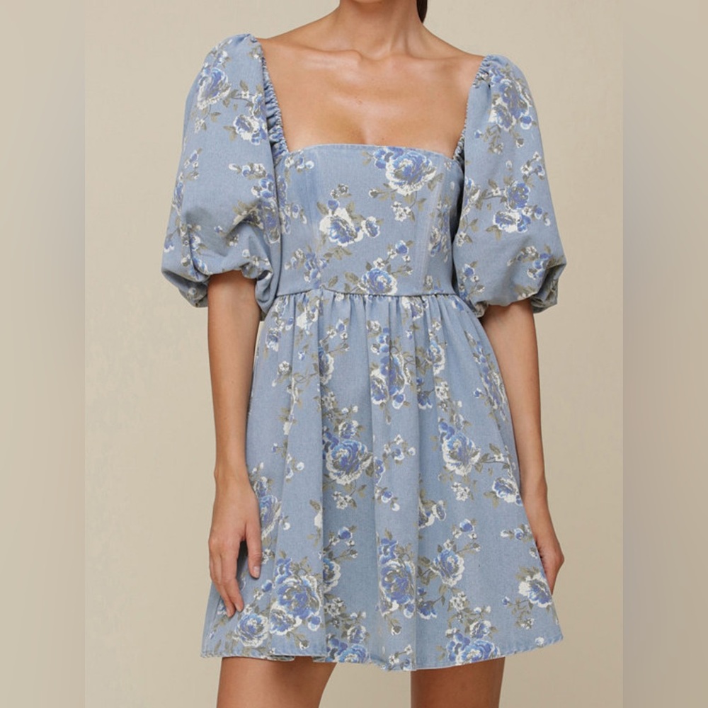 Avec Les Filles Baby doll dress - Blue floral M